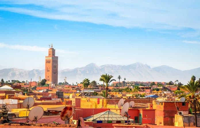 panoramic de la vue de marrakesh et de la vieille médina au maroc